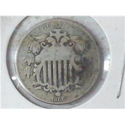 1866 WITH RAYS SHIELD NICKEL