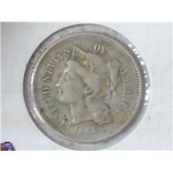 1865 THREE CENT PIECE (NICKEL) (FINE)