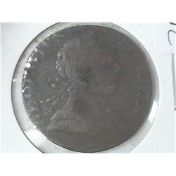 1778 COLONIAL BRONZE GEORGE III HALF PENNY
