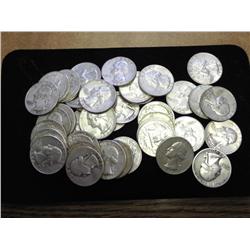 40 ASSORTED WASHINGTON SILVER QUARTERS
