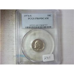 1974-S ROOSEVELT DIME PCGS PR69DCAM