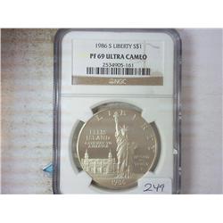 1986-S LIBERTY SILVER DOLLAR NGC PF69 ULTRA CAMEO