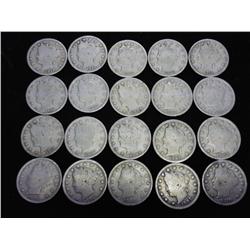 20 ASSORTED LIBERTY "V" NICKELS