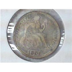 1890 SEATED LIBERTY DIME (VERY FINE)