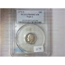 1979-S TYPE II ROOSEVELT DIME PCGS PR69DCAM