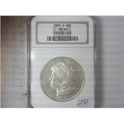 1880-S MORGAN SILVER DOLLAR NGC MS64