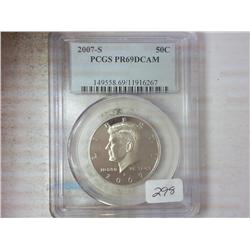 2007-S KENNEDY HALF DOLLAR PCGS PR69DCAM