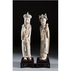 Pr. Fine Chinese Carved Ivory Figures