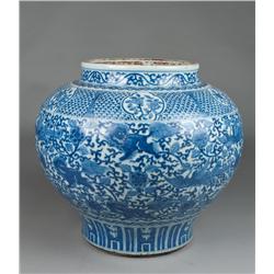 A Massive Yuan Style Blue & White Porcelain Jar