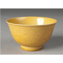 Chinese Yellow Molded Tea Cup