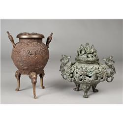 (2) Asian Bronze Censors