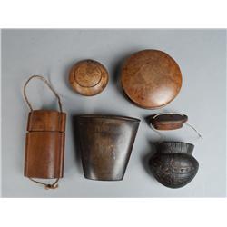 (5) Chinese Wood and Horn Storage Containers