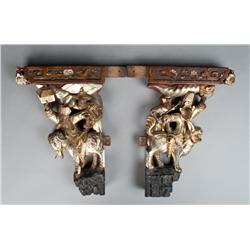 (2) Antique Chinese Giltwood Carvings