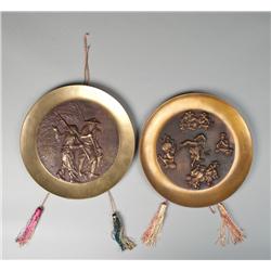 Pr. Japanese Bronze Relief Wall Plaques