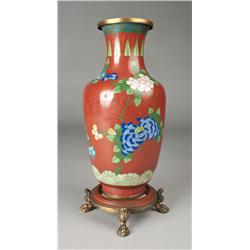 Chinese Cloisonne & Enamel Vase on Stand