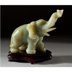 A Chinese Carved Jade Elephant