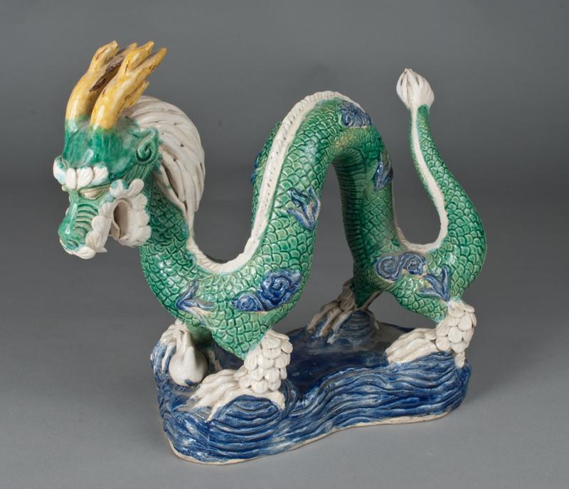 Chinese Glazed Coiled Pottery Dragon