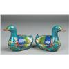 Image 1 : Pr. Of Chinese Cloisonne Duck Form Covered Boxes
