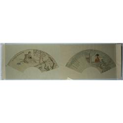 Pr. Of Chinese Hand Painted Fans on Paper