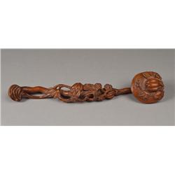 Chinese Carved Boxwood Ruyi Scepter