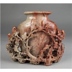 Chinese Carved Soapstone Vase Grouping