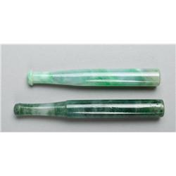 (2) Chinese Carved Jade Cigarette Holders