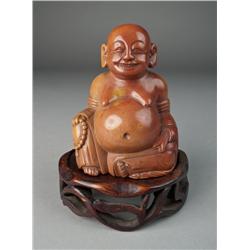A Fine Chinese Carved Soapstone Happy Buddha