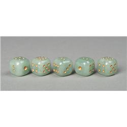 (5) Chinese Carved Jade Dice