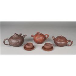 (7) Pieces Chinese Xixing Clay Teapots