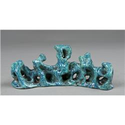 Chinese Turquoise Glazed Molded Brush Rest