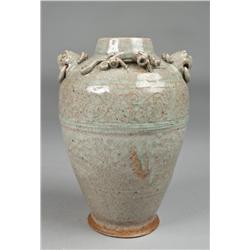 Chinese Song Style Celadon Glazed Pottery Vase