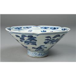 A Fine Chinese Ming Style Blue and White Wine Cup