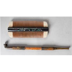 (2) A Chinese Qing Pipe & A Chinese Bone Comb