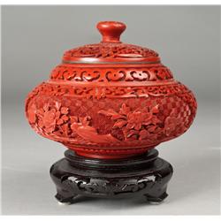 A Chinese Cinnabar Covered Vessel