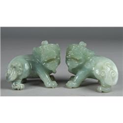 Pr. Of  Chinese Carved Jade Foo Dogs