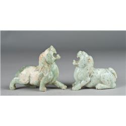 Pr. Chinese Carved Jade Lions