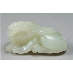 Finely Carved Chinese White Jade Foo Lion