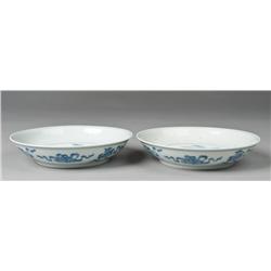 Pr. Of Chinese Blue & White Porcelain Plates