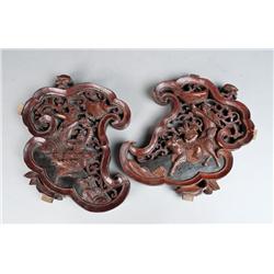 Pr. Of Antique Chinese Carved Wood Panels