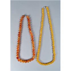 (2) Chinese Hardstone Beaded Necklaces