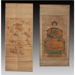 (2) Chinese Scrolls on Silk