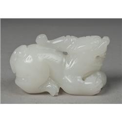 Fine Chinese White Hardstone Foo Dog
