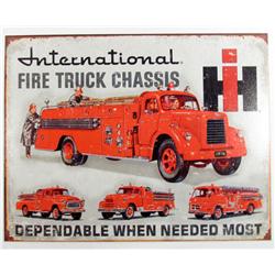 INTERNATIONAL HARVESTER FIRE TRUCK METAL SIGN - Ap