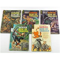 LOT OF 5 VINTAGE KORAK SON OF TARZAN COMIC BOOKS -