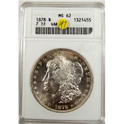 1878-P 7TF 7 TAILFEATHERS MORGAN SILVER DOLLAR - A