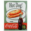 Image 1 : HOTDOG AND COCA COLA 15 CENT METAL ADVERTISING SIG