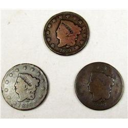 LOT OF 3 LARGE CENTS- 1818, 1826, 1829
