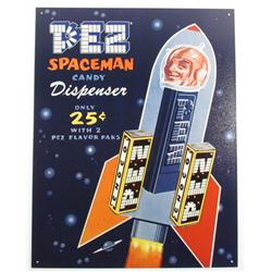 RETRO PEZ SPACEMAN METAL ADVERTISING SIGN - Approx