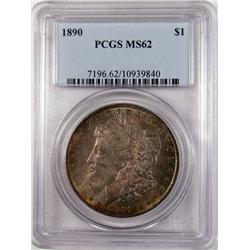 1890-P MORGAN SILVER DOLLAR - PCGS MS62