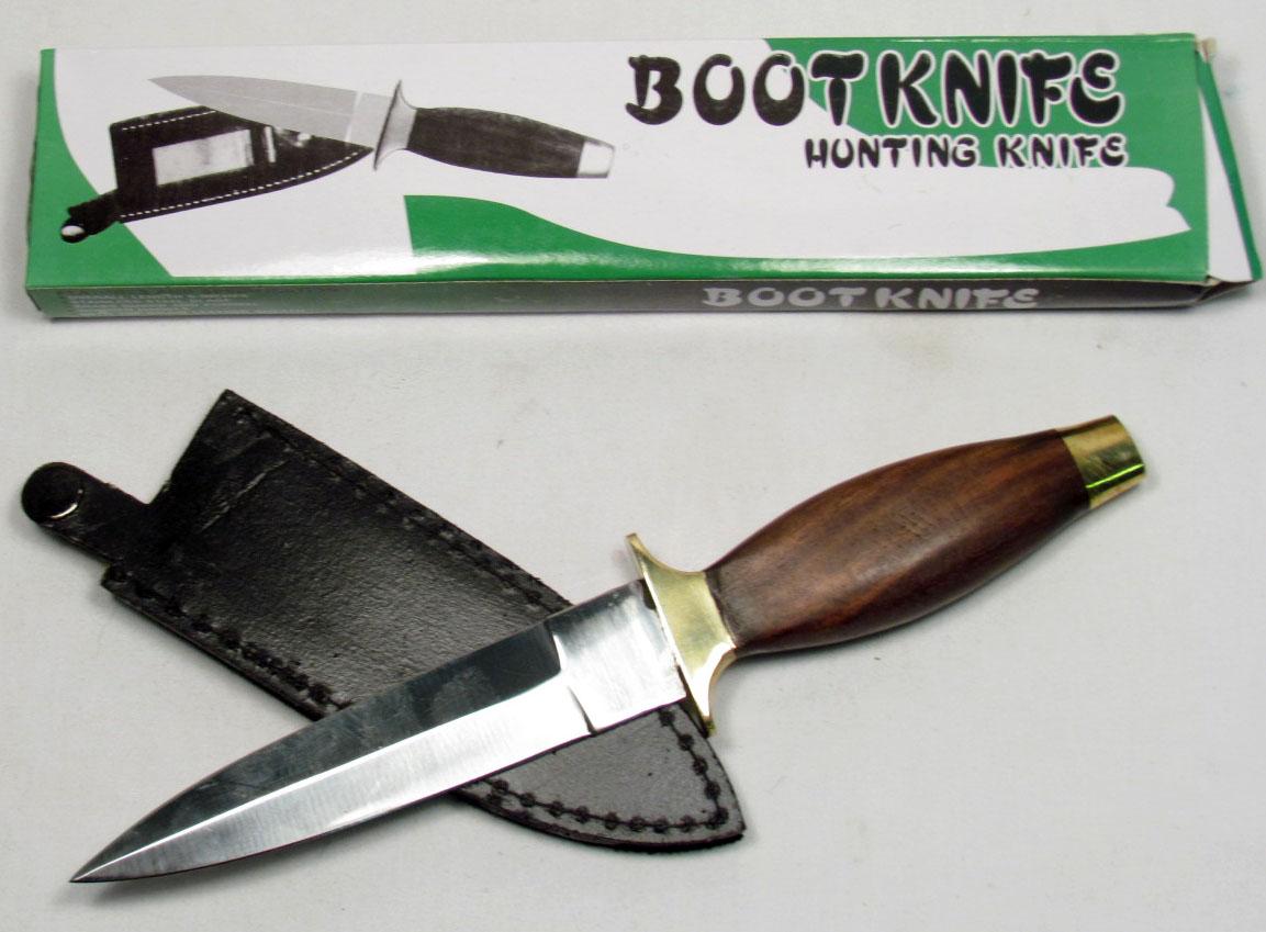 CUSTOM DOUBLE EDGED BOOT KNIFE W/ LEATHER SHEATH I